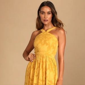 Lulus Love and Beyond Marigold Burnout Floral Maxi Dress
